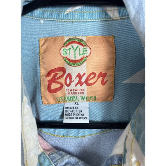 Vintage Boxer Americana Shirt Mens XL Red White Blue Button-Up Patriotic - Picture 2 of 15